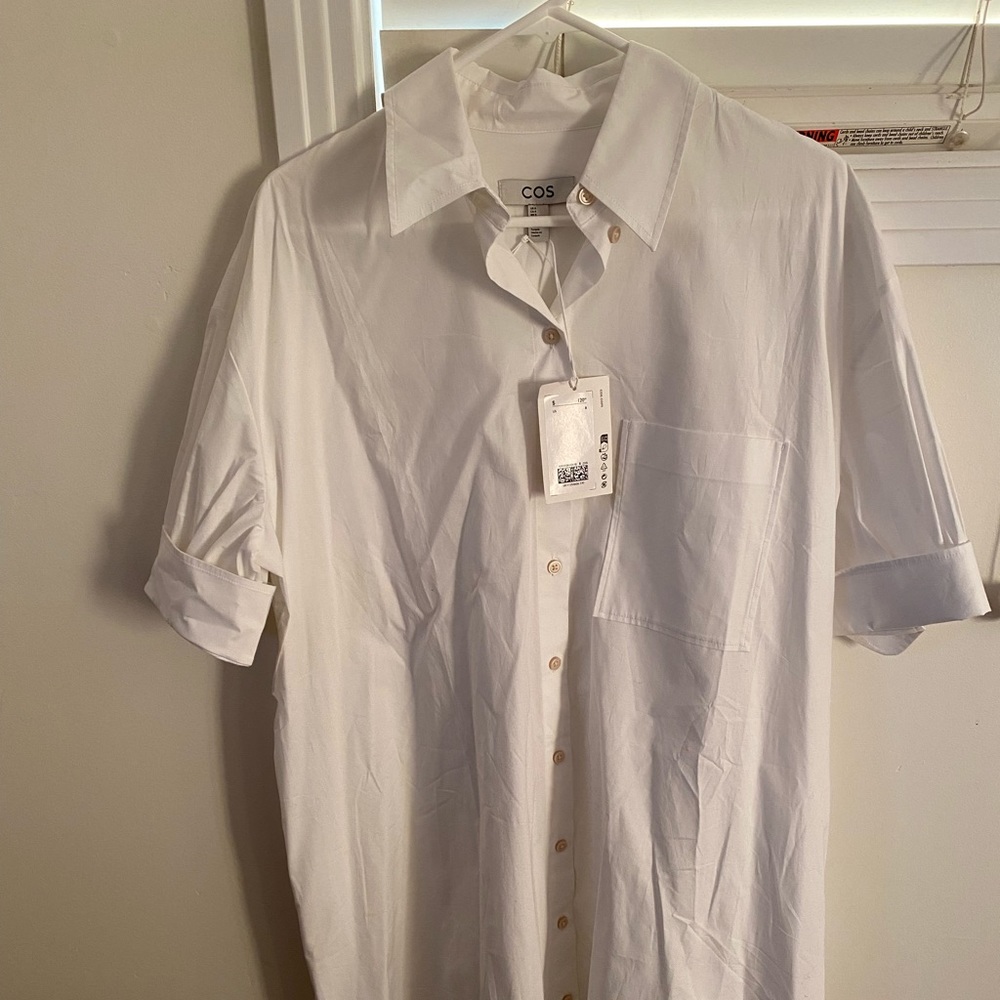 COS cotton shirt dress in White SZ 8 NWT/ retail $120